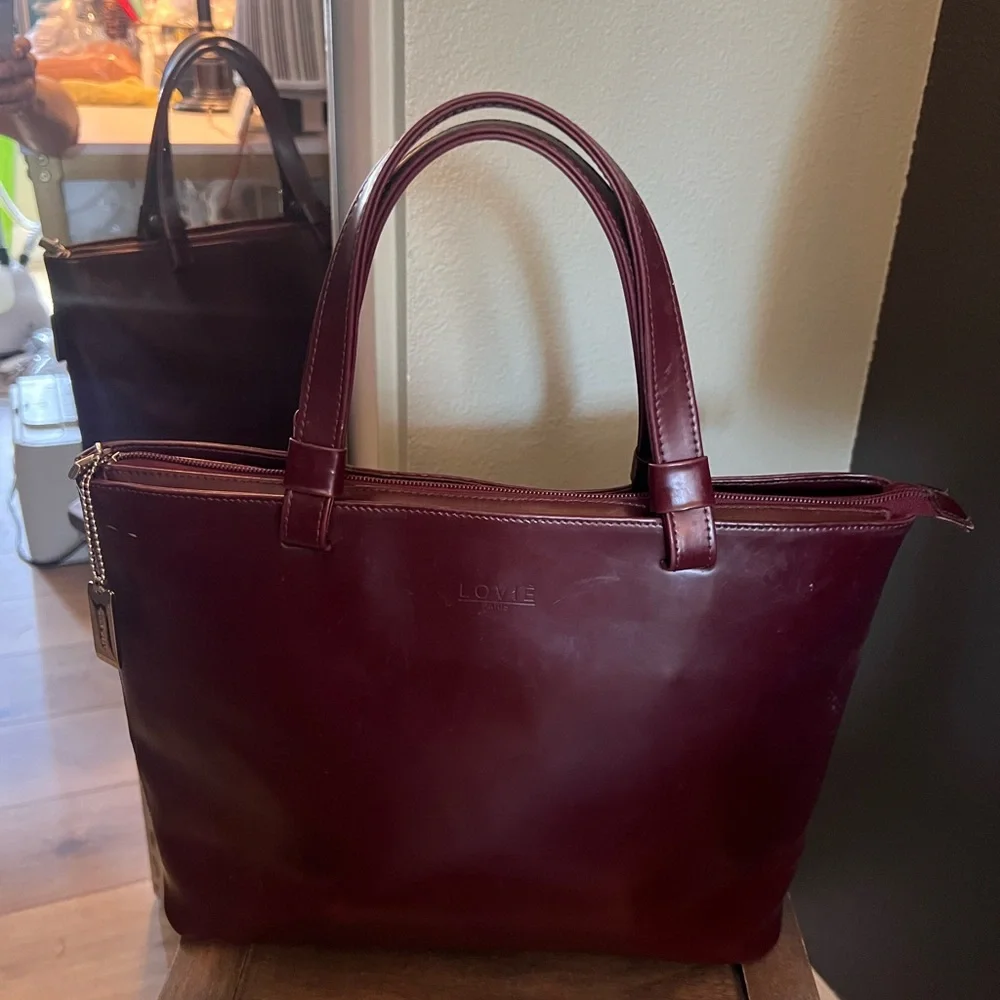 🛑 1 hour sale. Lovie Paris, burgubdy Leather Tote Bag (a Nine West upscale co) - Picture 5 of 8